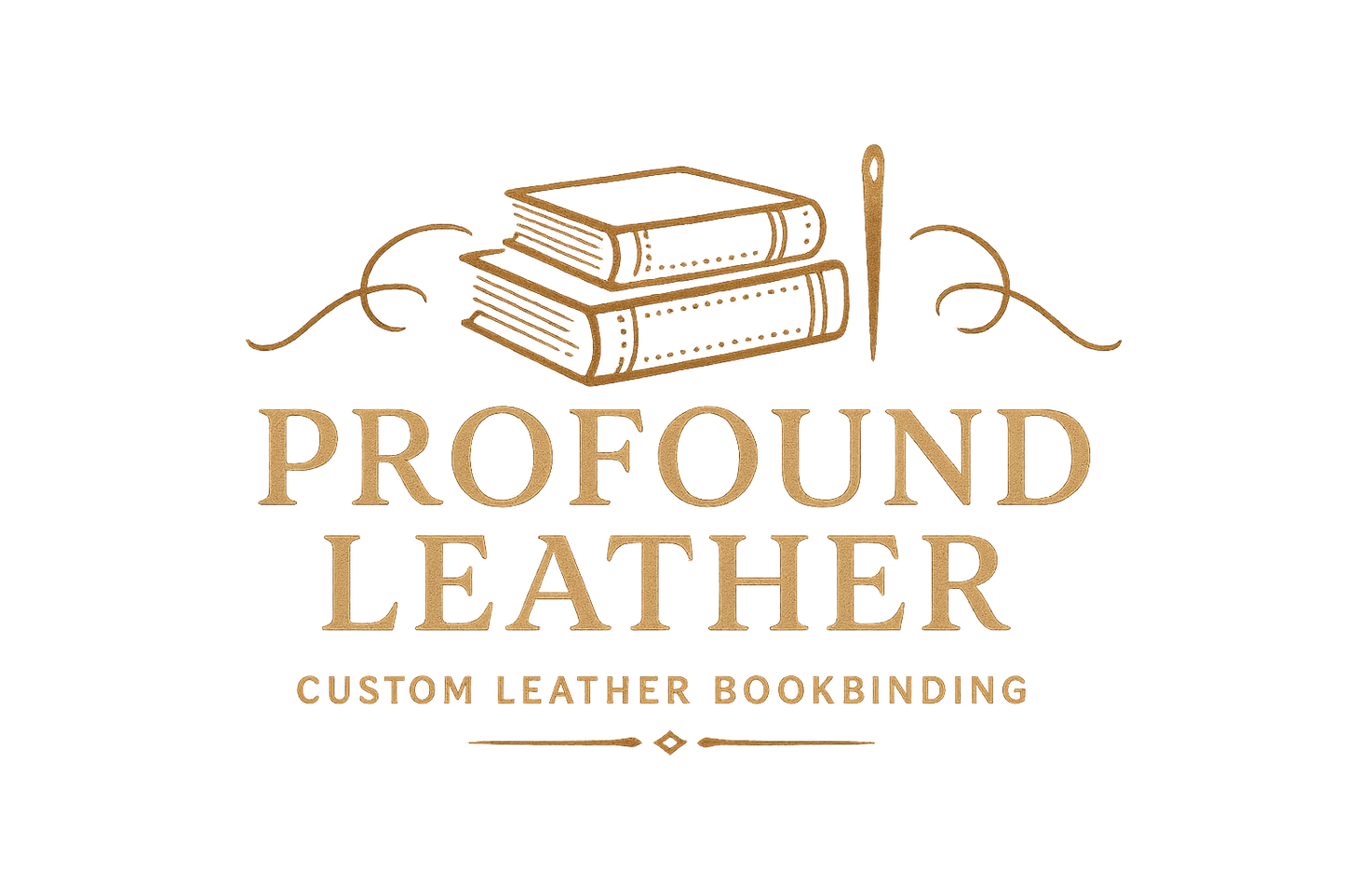 Logo for custom leather book binding business named Profound Leather