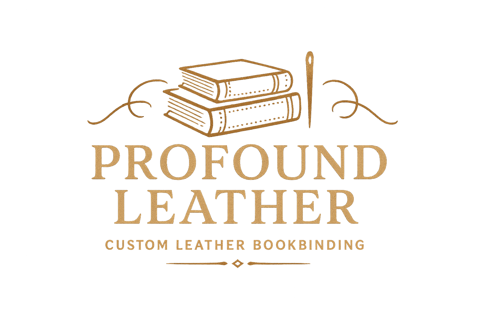 Logo for custom leather book binding business named Profound Leather